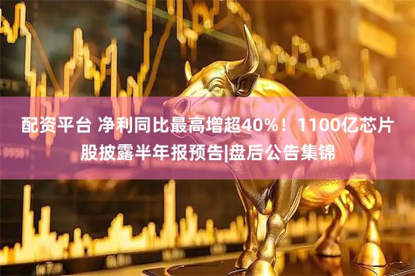 配资平台 净利同比最高增超40%！1100亿芯片股披露半年报预告|盘后公告集锦